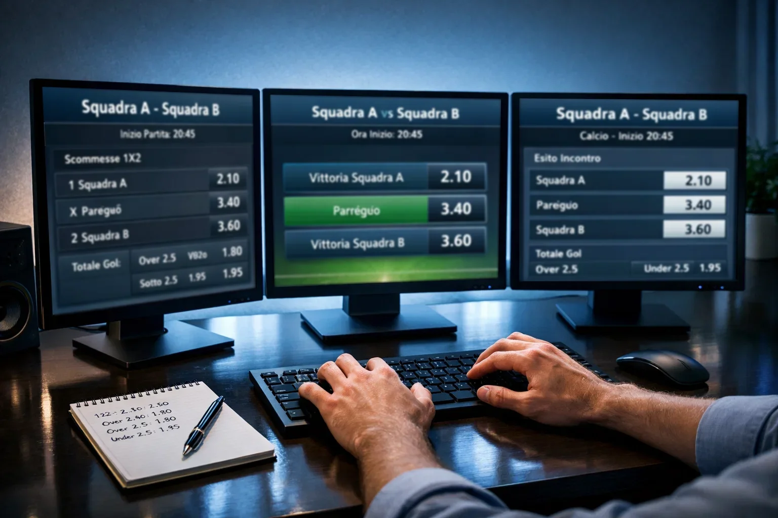 Confronto migliori bookmaker con schermi multipli e quote calcio