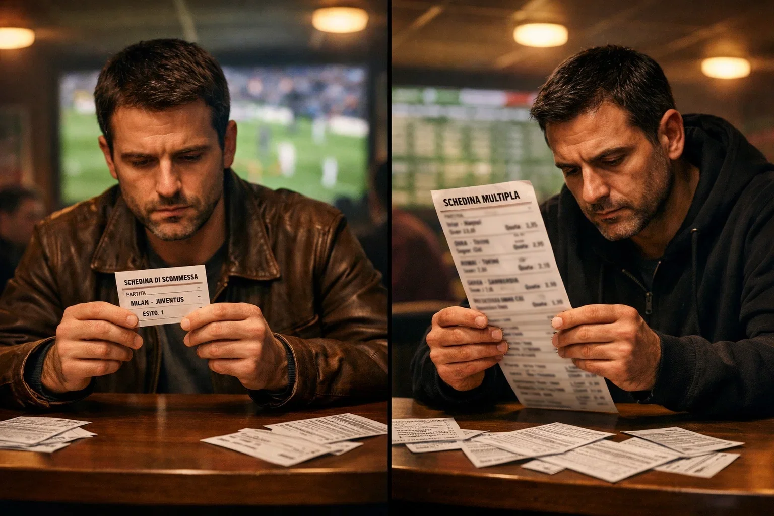 Confronto scommesse singole e multiple calcio